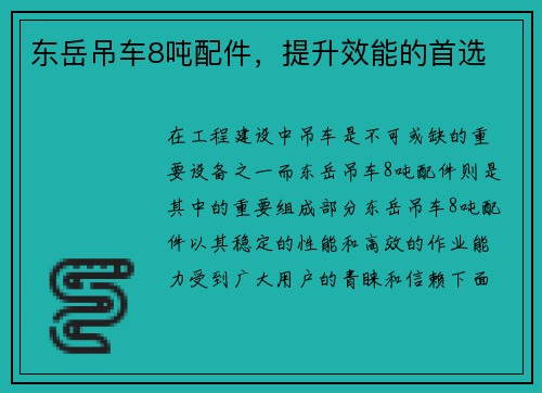 东岳吊车8吨配件，提升效能的首选