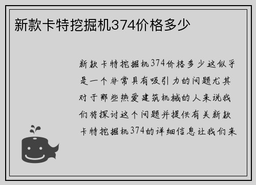 新款卡特挖掘机374价格多少