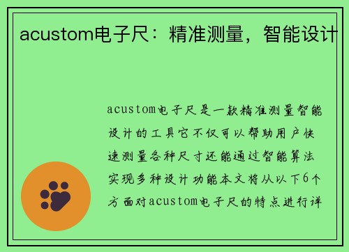 acustom电子尺：精准测量，智能设计